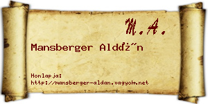 Mansberger Aldán névjegykártya